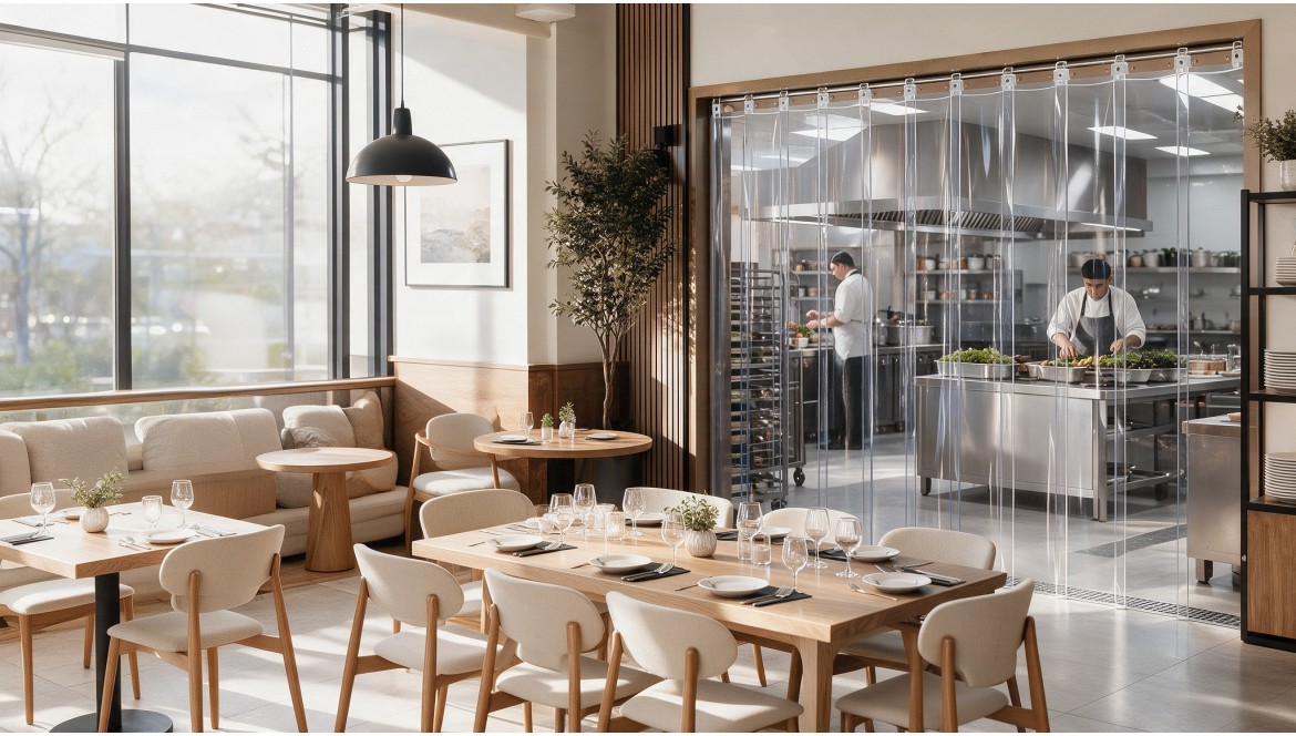 Cortinas de lamas de PVC para restaurantes, una solución flexible